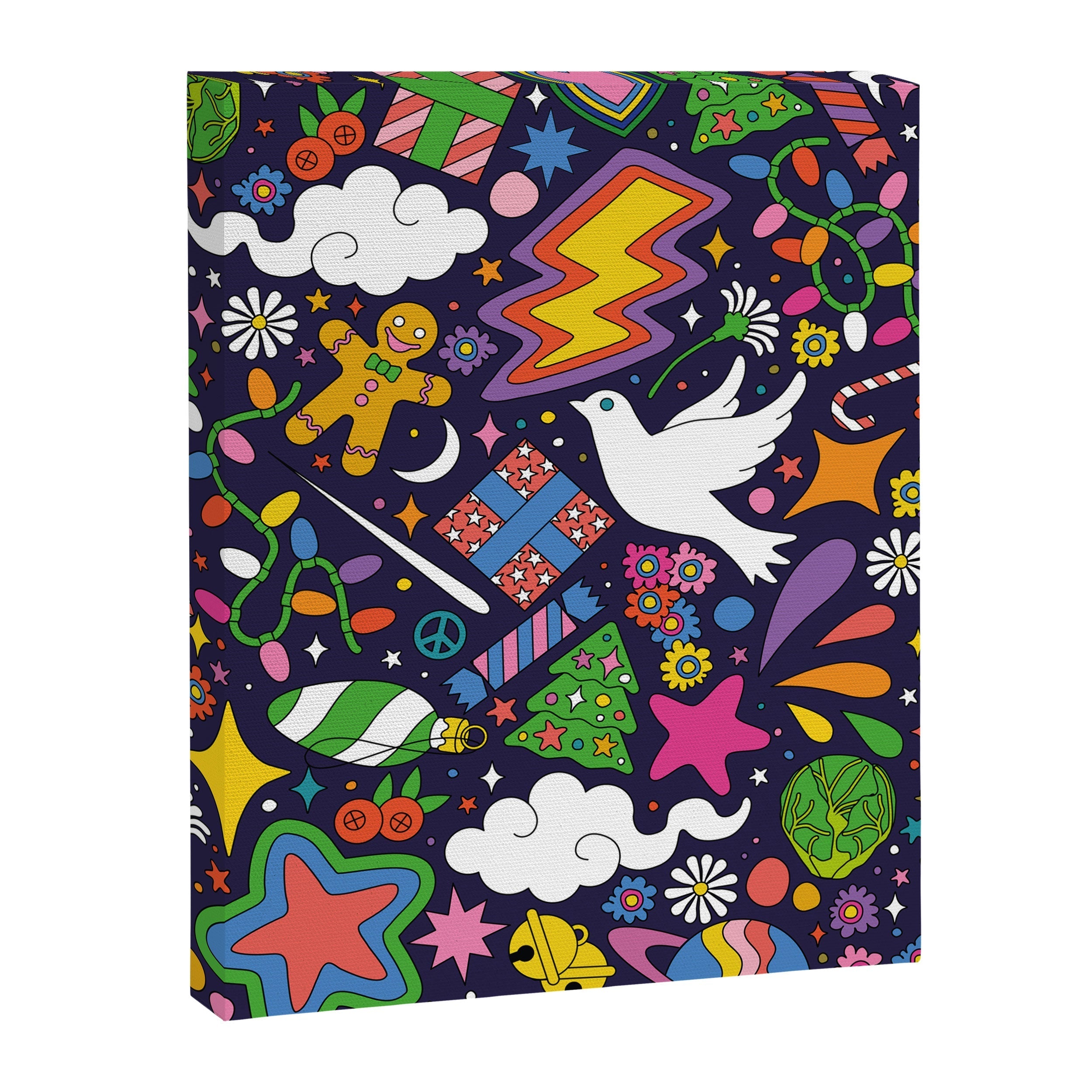 60s 70s psychedelic Modern Christmas Confetti Pattern Canvas Print