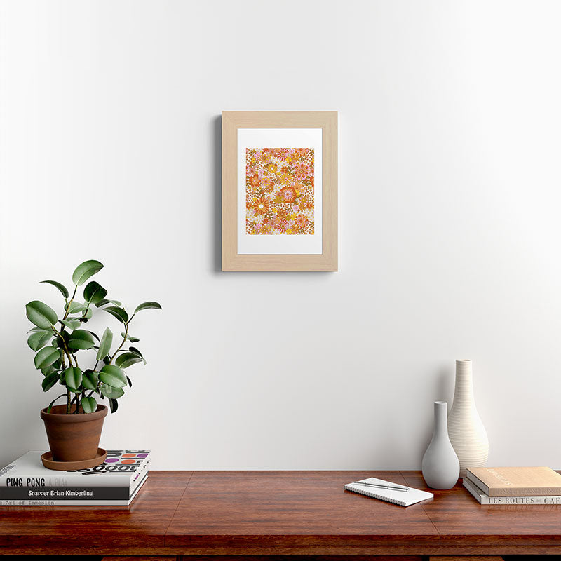 70s Floral Pattern Framed Art Print