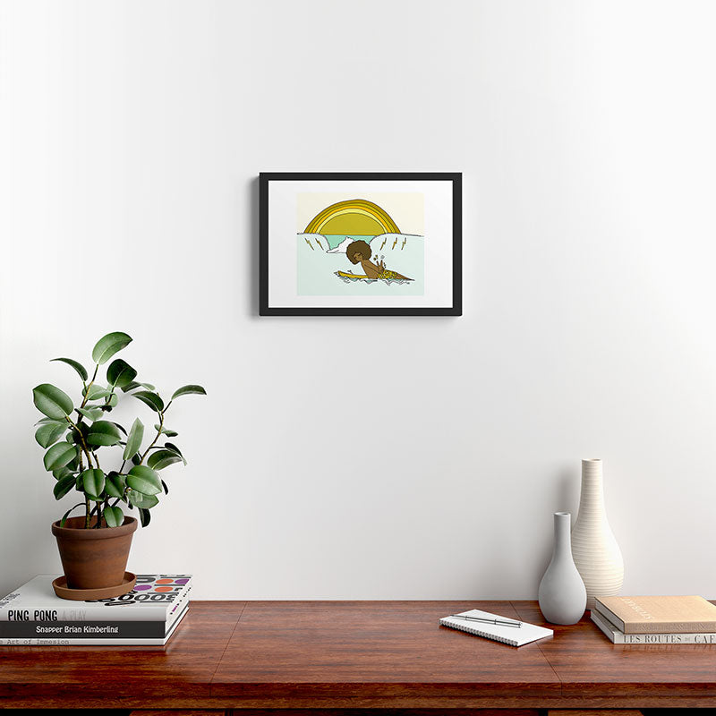 "buttons" kaluhiokalani 70s surf legend // retro surf art by surfy birdy Framed Art Print