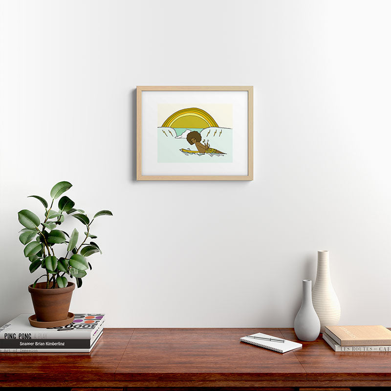 "buttons" kaluhiokalani 70s surf legend // retro surf art by surfy birdy Framed Art Print