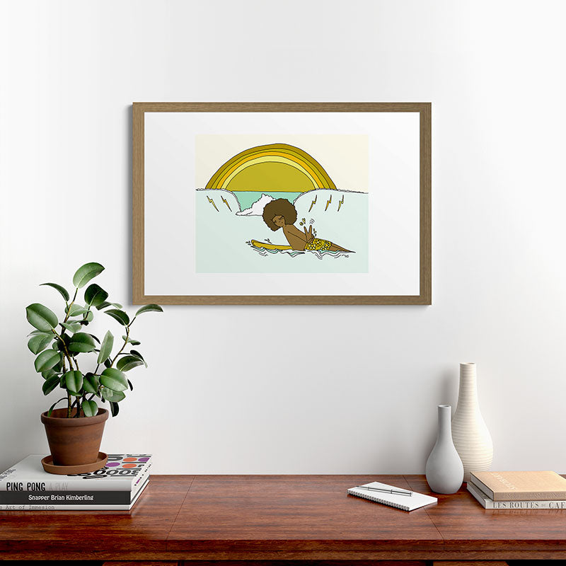 "buttons" kaluhiokalani 70s surf legend // retro surf art by surfy birdy Framed Art Print