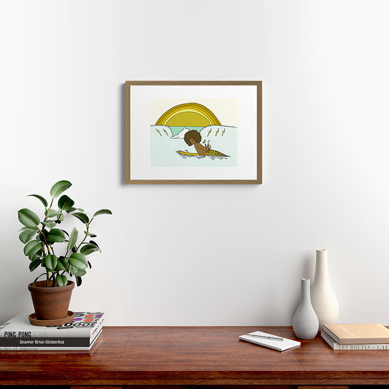 "buttons" kaluhiokalani 70s surf legend // retro surf art by surfy birdy Framed Art Print