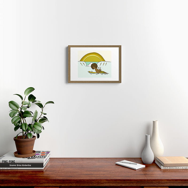 "buttons" kaluhiokalani 70s surf legend // retro surf art by surfy birdy Framed Art Print