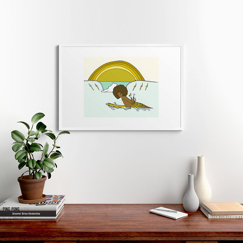 "buttons" kaluhiokalani 70s surf legend // retro surf art by surfy birdy Framed Art Print