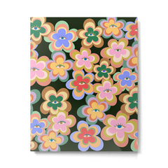 70s Evil Eye Flower Pattern in dark green Metal Print