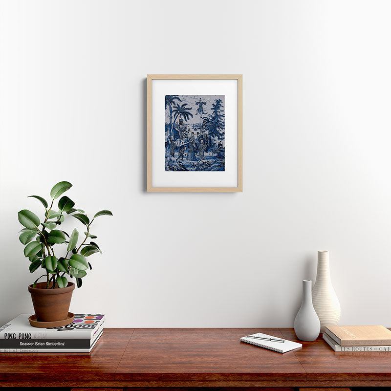 17th Century Delftware Chinoiserie Framed Art Print