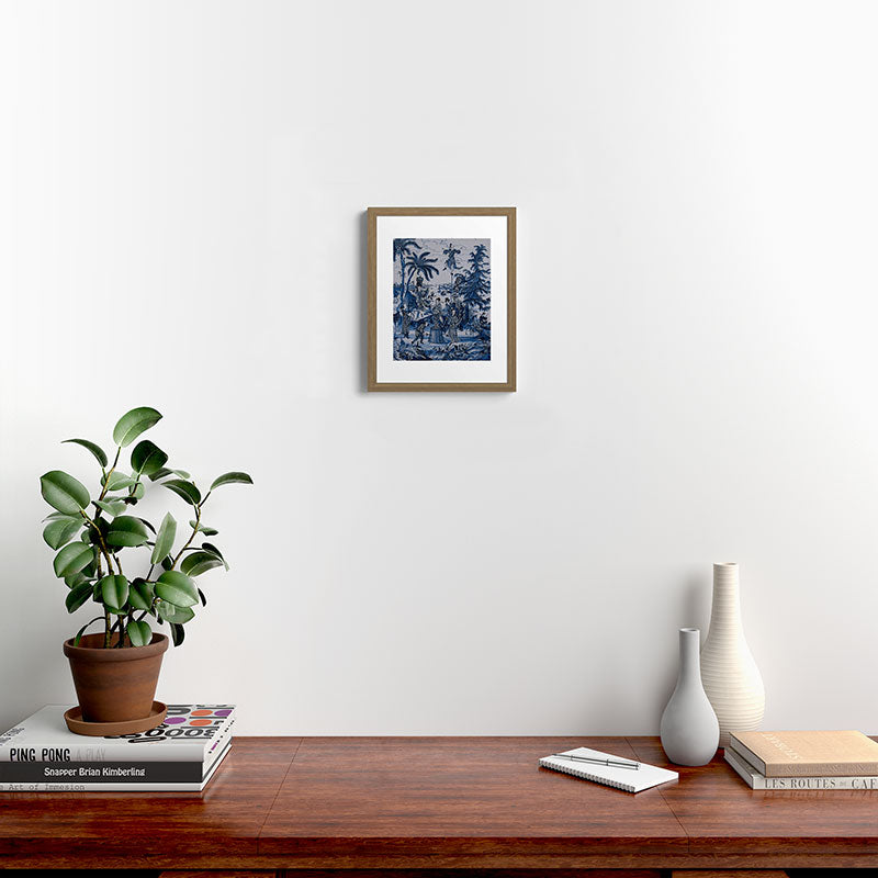 17th Century Delftware Chinoiserie Framed Art Print