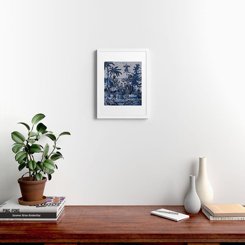 17th Century Delftware Chinoiserie Framed Art Print