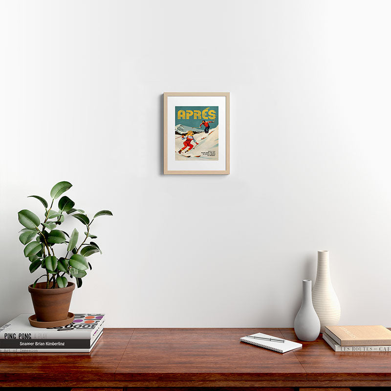 "Apres" Retro Pinup Ski Art Framed Art Print