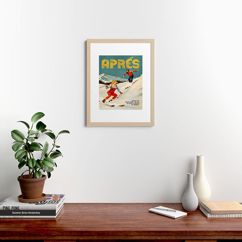 "Apres" Retro Pinup Ski Art Framed Art Print