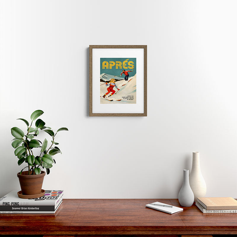 "Apres" Retro Pinup Ski Art Framed Art Print