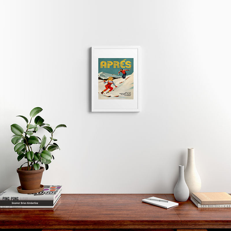 "Apres" Retro Pinup Ski Art Framed Art Print