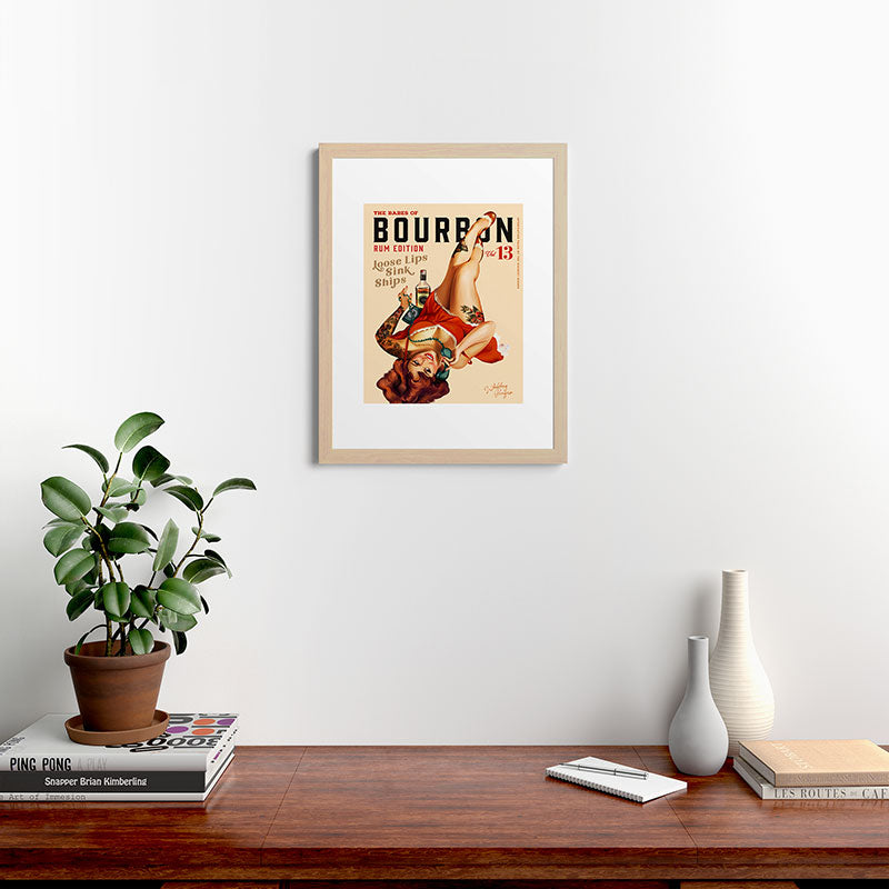 "The Babes Of Bourbon V. 13 - Rum Edition" Vintage Pin Up Girl Art Framed Art Print