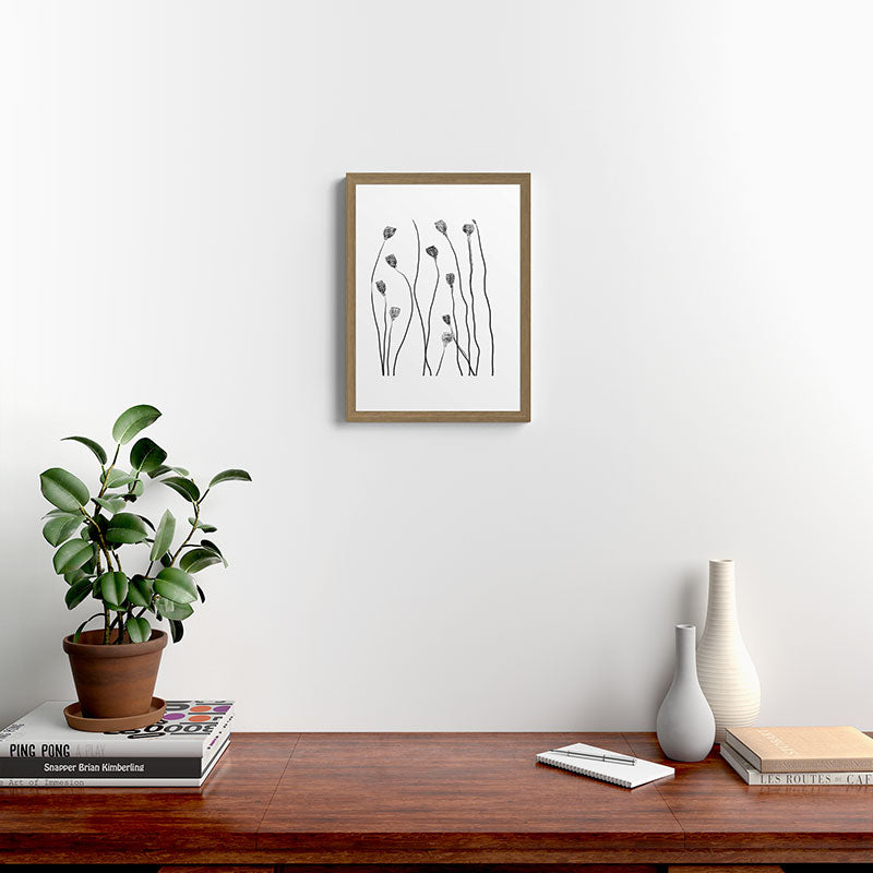 A group of poppy heads Framed Art Print