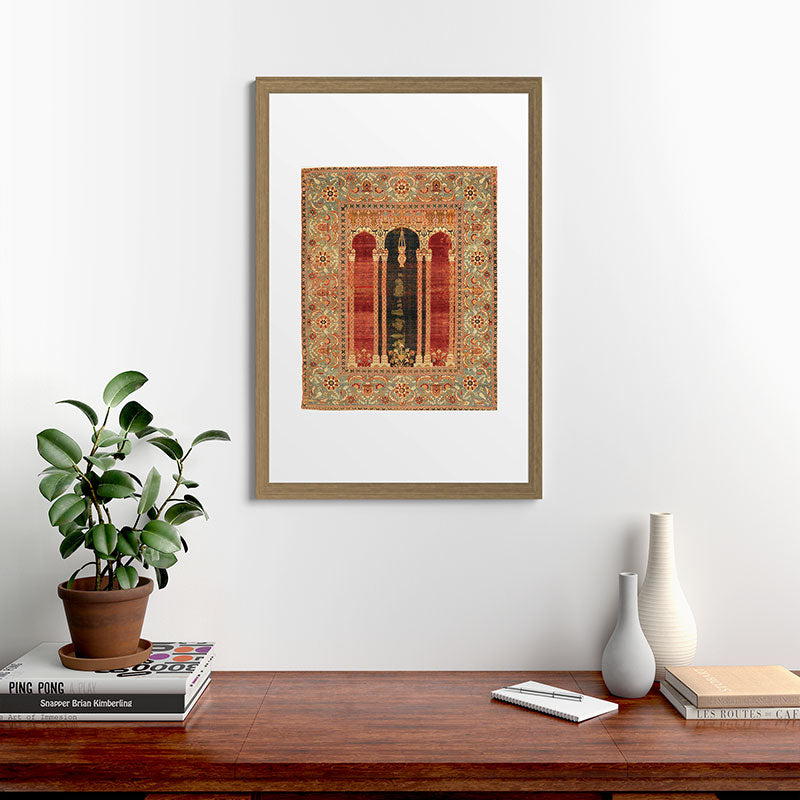 16th Century Carpet with Triple-Arch Design Turkish Print Framed Art Print