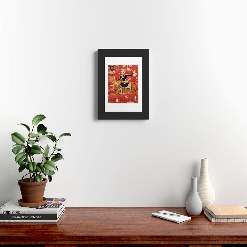 17th Century Isfahan Persian Animal Rug Print Framed Art Print