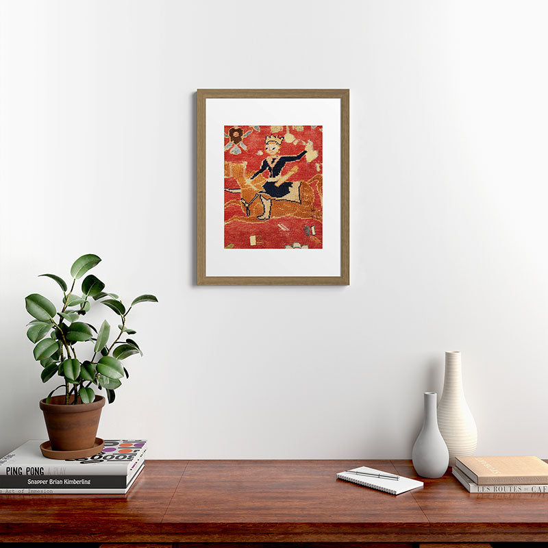 17th Century Isfahan Persian Animal Rug Print Framed Art Print