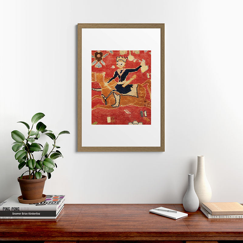 17th Century Isfahan Persian Animal Rug Print Framed Art Print