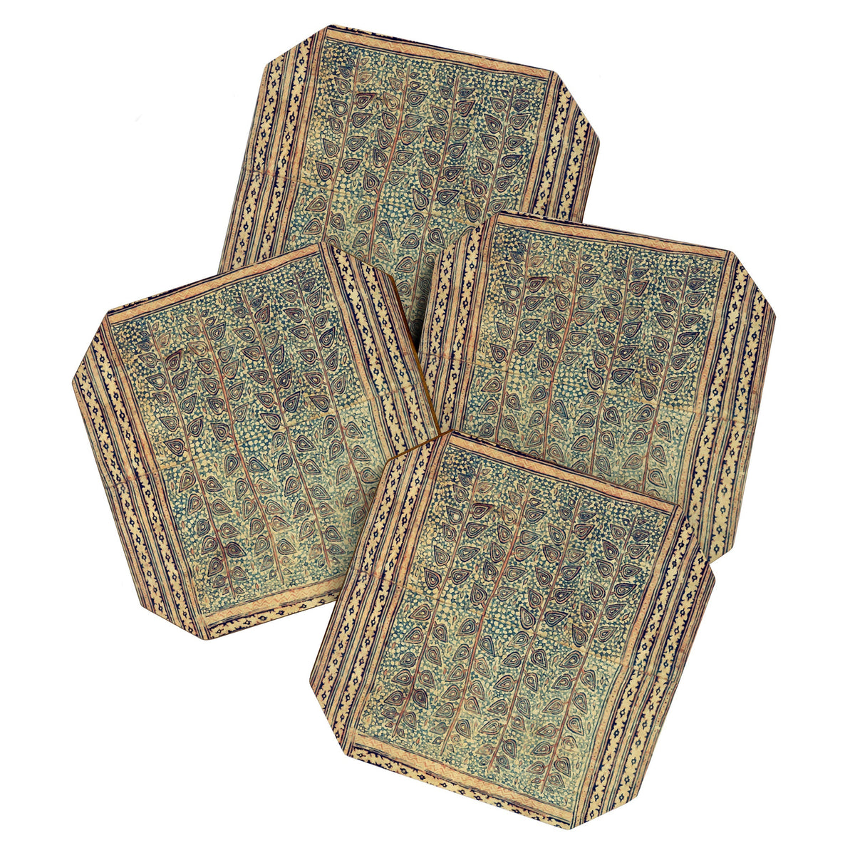 18th Century Indian Tree Textile Digital Art Painting  Coaster