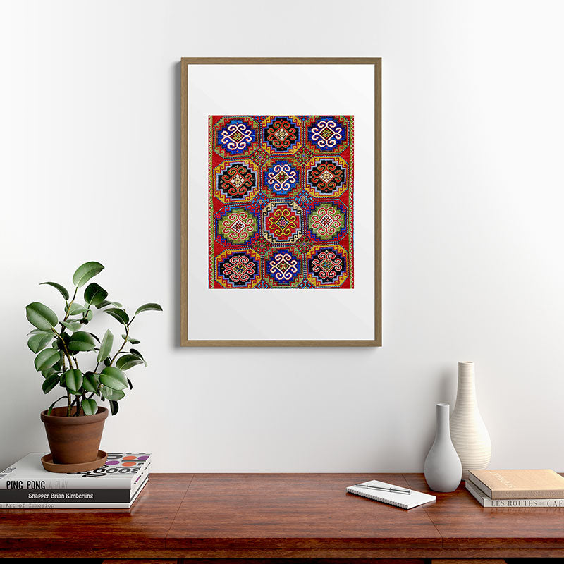 19th Century Armenian Kazak dated 1896 Framed Art Print