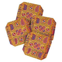 19th Century Uzbekistan Suzani with Gold Background  Coaster