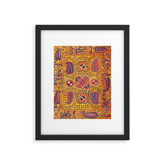 19th Century Uzbekistan Suzani with Gold Background  Framed Art Print